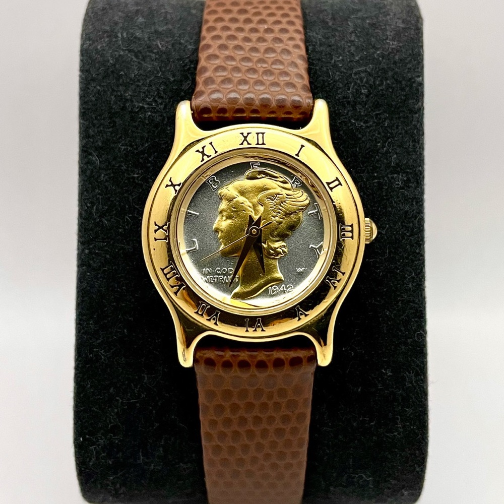 Coin Watch Mercury Swiss Gold Plated Vintage Women’s Watch - New Battery